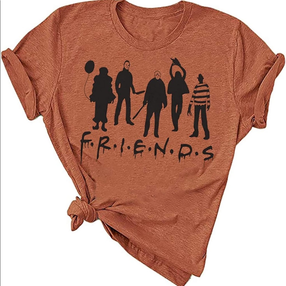 Halloween Friends Shirt Women Funny Halloween Party Shirt Horror Movies Novelty